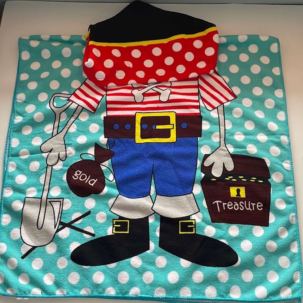 3/$25 Kids Hooded Poncho Bath/Beach Towel 24" x 48" Pirate